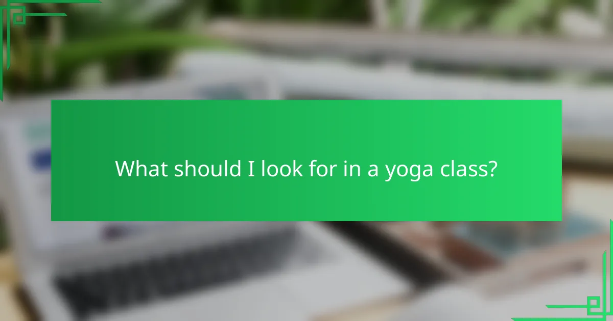 What should I look for in a yoga class?